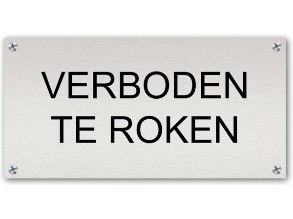 Tekstbord Aluminium Verboden te roken