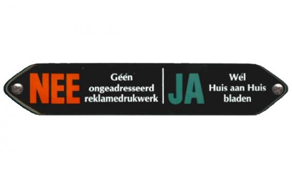 Emaille Nee Ja sticker (bord)