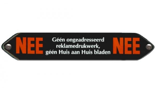 Emaille Nee Nee sticker (bord)