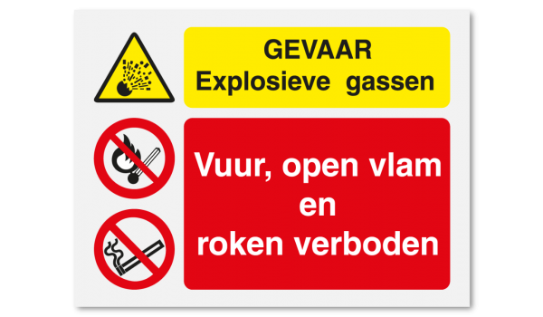 Gevaar explosieve gassen - vuur, open vlam en roken verboden