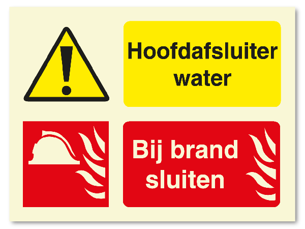 Hoofdafsluiter water - bij brand sluiten