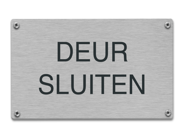 Tekstbord rvs Deur sluiten