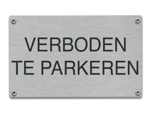 Tekstbord rvs Verboden te parkeren