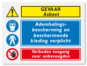 Waarschuwingsbord Asbest - bescherming verplicht - verboden toegang vanaf 20 x 15 cm
