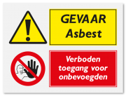 Waarschuwingsbord Gevaar asbest - verboden toegang voor onbevoegden vanaf 20 x 15 cm