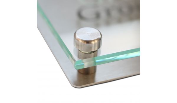 Isolator Fietstaxi Geneeskunde Luxe naambord van rvs en glas