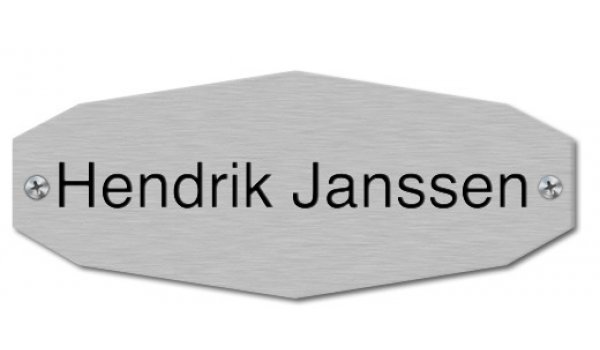 Aluminium naamplaatje sier