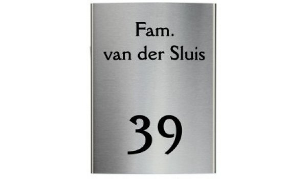 RVS naambord gebogen