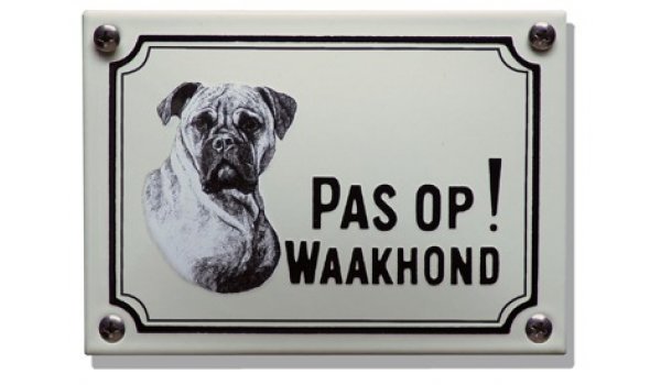 Hier waak ik bordje met foto Boxer